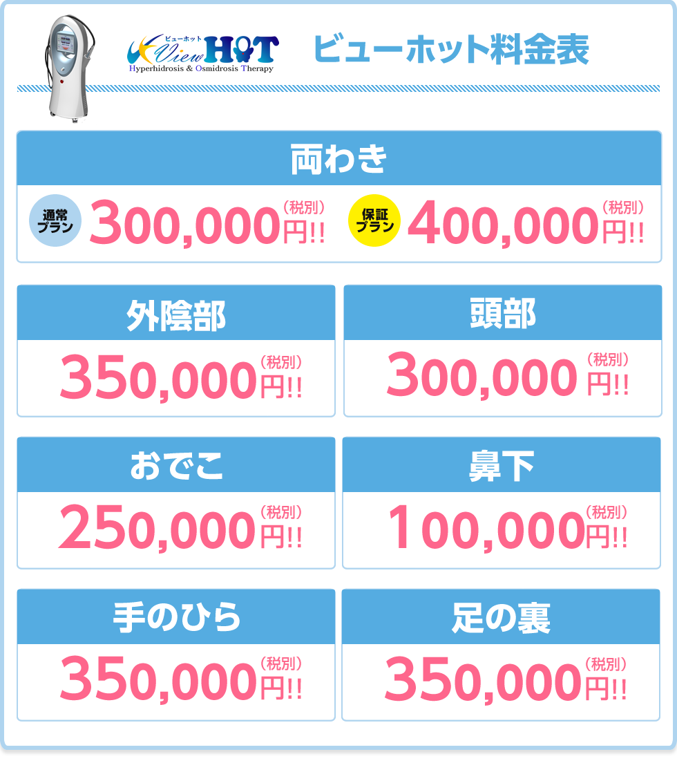 ビューホット料金表